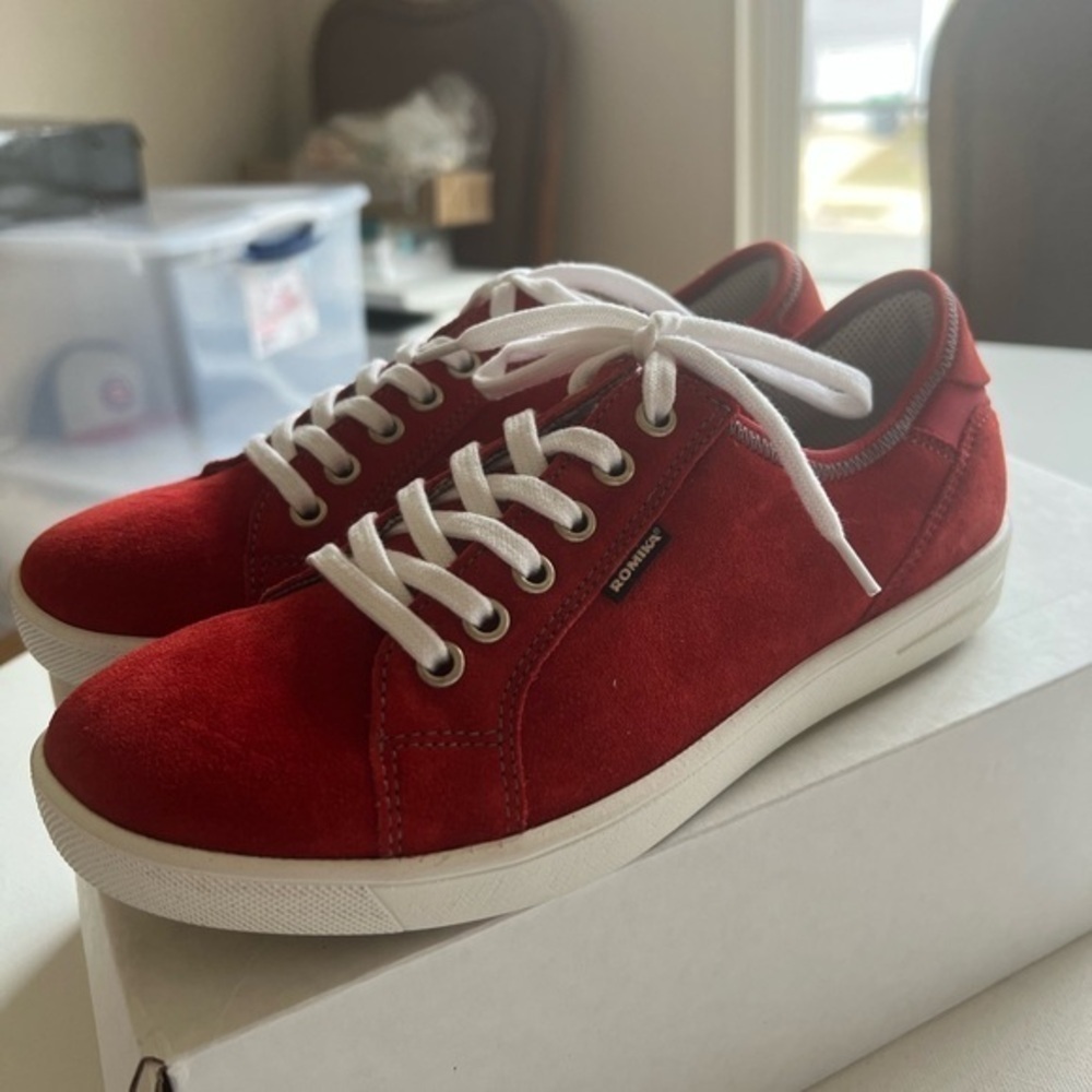 NIB Romika Womens 6.5 US Red Sneakers Suede Leather EU 37